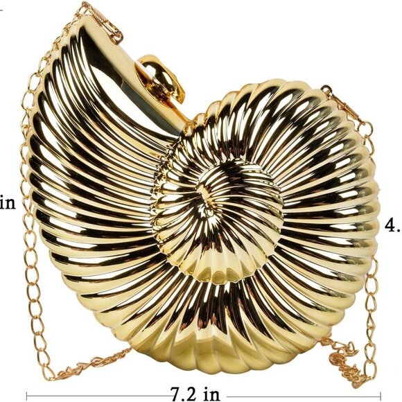 Conch/Shell Shoulder Handbag Novelty Chain Strap Purse Acrylic Fashion Crossbody - Picture 4 of 7